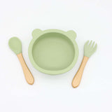 Baby Bear Shape Food Training Silicone Bowl With Spoon Tableware