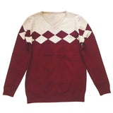 Stylish V-Neck Loose Spliced Knitted Color Korean Sweater