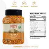 Pride of India – Turmeric Minced Whole – Gourmet Spice – Curcumin Rich/ Anti-inflammatory Properties – No Additives/ Gluten – Easy to Use – 7 oz. Medium Dual Sifter Jar