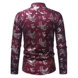 Mens Hipster Floral Dress Shirts Long Sleeve Slim Fit Button Down Shirts