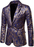 Mens Paisley Tuxedo Jackets Slim Fit Blazers Jacket One Button Stylish Wedding Party Dress Suit