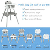 4 in 1 Baby Convertible Toddler Table Chair Set with PU Cushion