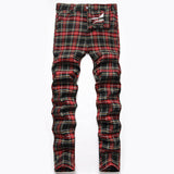 Mens Casual Pants Slim Fit Stretch Pants for Men Plaid Dress Pants