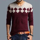 Stylish V-Neck Loose Spliced Knitted Color Korean Sweater