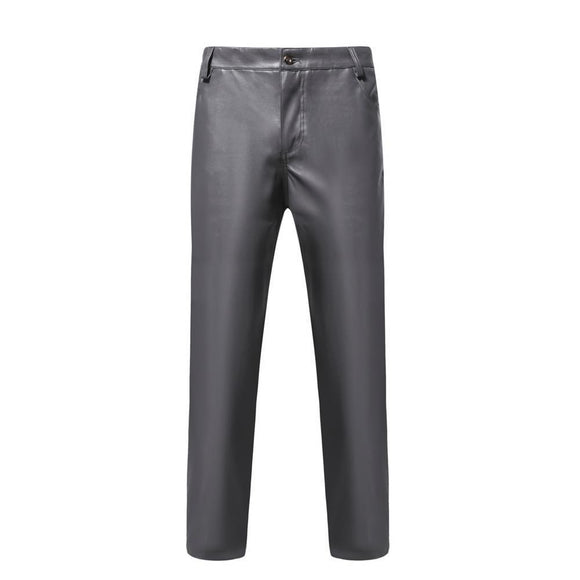 Mens Leather Pants Night Club Metallic Pants/Straight Leg Trousers