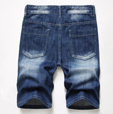 Mens Stretch Denim Shorts Ripped Regular Fit Jeans Short