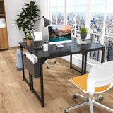 Modern Simple Style Wooden Work Office Desks with Storage,55 Inch,Black