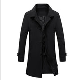 Mens Trench Coat Notched Lapel Casual Slim Fit Jacket