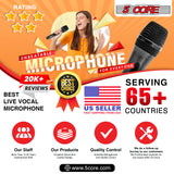 5 CORE Karaoke Microphone Dynamic Vocal Handheld Mic Pair Cardioid Unidirectional Microfono w On and Off Switch Includes XLR Audio Cable Mic Holder - PM 286 2 PCS