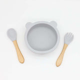 Baby Bear Shape Food Training Silicone Bowl With Spoon Tableware