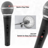 5 CORE 3 Pack Professional Dynamic Vocal Microphone Neodymium Cardioid Unidirectional Handheld Mic for Speakers, Karaoke W/Steel Mesh Grille, ON/Off Switch w/16ft Detachable Cable, Bag Get in Bulk