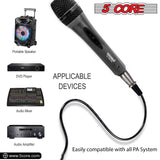 5 CORE Karaoke Microphone Dynamic Vocal Handheld Mic Pair Cardioid Unidirectional Microfono w On and Off Switch Includes XLR Audio Cable Mic Holder - PM 286 2 PCS