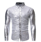 Mens Hipster Shirts Metallic Nightclub Gold Shirts