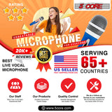 5 CORE 2 Pack Handheld Microphone Unidirectional Vocal Dynamic Cardioid Mic with Detachable 10ft XLR Cable, Clip, Mesh Grille & ON/Off Switch Suited for Speakers, Amp, Karaoke Singing Get in Pair