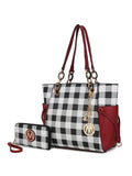 Yale Checkered Tote Bag with Wallet