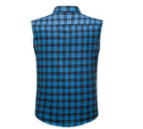 Mens Sleeveless Plaid Shirt Flannel Button Down Shirts