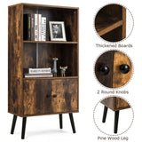 2-Tier Retro Bookcase Bookshelf with 3 Compartment