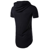 Mens Hipster Hip Hop Long Drop Tail Hoodie Side Zipper T Shirt Longline Pullover Shirts