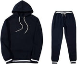 Mens 2 Piece Tracksuit Running Jogging Hoodie Pants Sets Loose Hooded Plus Velvet and Thick Sport Suit