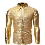 Mens Hipster Shirts Metallic Nightclub Gold Shirts