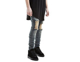 Mens Jeans Distressed Ripped Biker Slim Fit Jeans Moto Retro Denim Pants