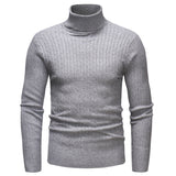 Mens Turtleneck Sweater Ribbed Slim Fit Knitted Pullover Turtleneck Sweater