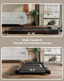 Wood Under Desk Treadmill, Walking Pad Treadmills for Home, Portable Treadmill with LED Display and Remote Control, Installation-Free Jogging Machine for Office and Apartment