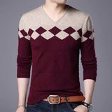 Stylish V-Neck Loose Spliced Knitted Color Korean Sweater