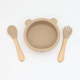 Baby Bear Shape Food Training Silicone Bowl With Spoon Tableware