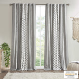 Imani Cotton Printed Curtain Panel with Chenille Stripe and Lining