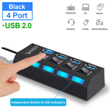 USB HUB 2.0 HUB Multi USB Splitter 4 7 Ports Expander Multiple USB 2 Hab No Power Adapter USB Hub With Independent Switch For PC