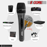 5 CORE Karaoke Microphone Dynamic Vocal Handheld Mic Pair Cardioid Unidirectional Microfono w On and Off Switch Includes XLR Audio Cable Mic Holder - PM 286 2 PCS