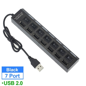 USB HUB 2.0 HUB Multi USB Splitter 4 7 Ports Expander Multiple USB 2 Hab No Power Adapter USB Hub With Independent Switch For PC