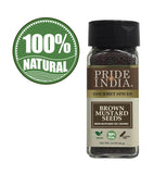 Pride of India – Brown Mustard Seed Whole – Gourmet Indian Spice – Hot & Spicy Flavor – Ideal seasoning for sauces/dips/spice blends – Easy to Use – 3 oz. Small Dual Sifter Bottle