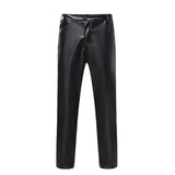 Mens Leather Pants Night Club Metallic Pants/Straight Leg Trousers