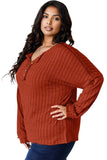 Basic Bae Full Size Ribbed Half Button Long Sleeve T-Shirt