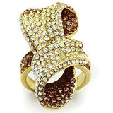 GL307 - IP Gold(Ion Plating) Brass Ring with Top Grade Crystal  in